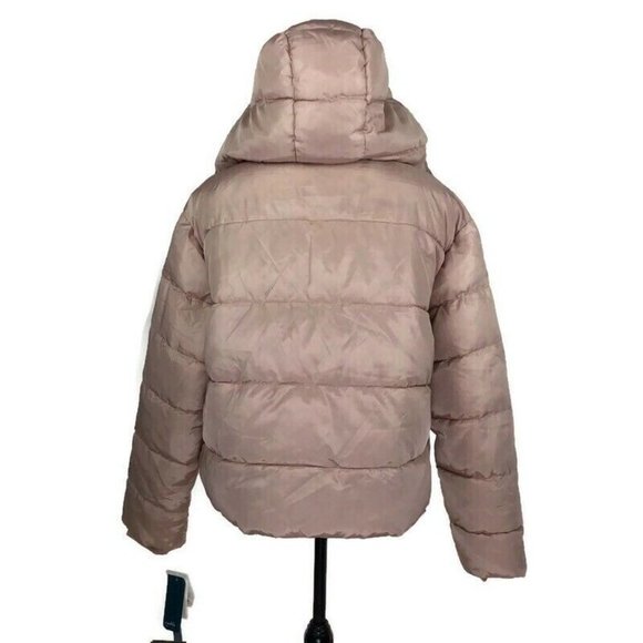 Sebby Hooded Puffer Jacket Blush Pale Pink Detachable Hood Winter Coat NEW Large - Picture 5 of 8